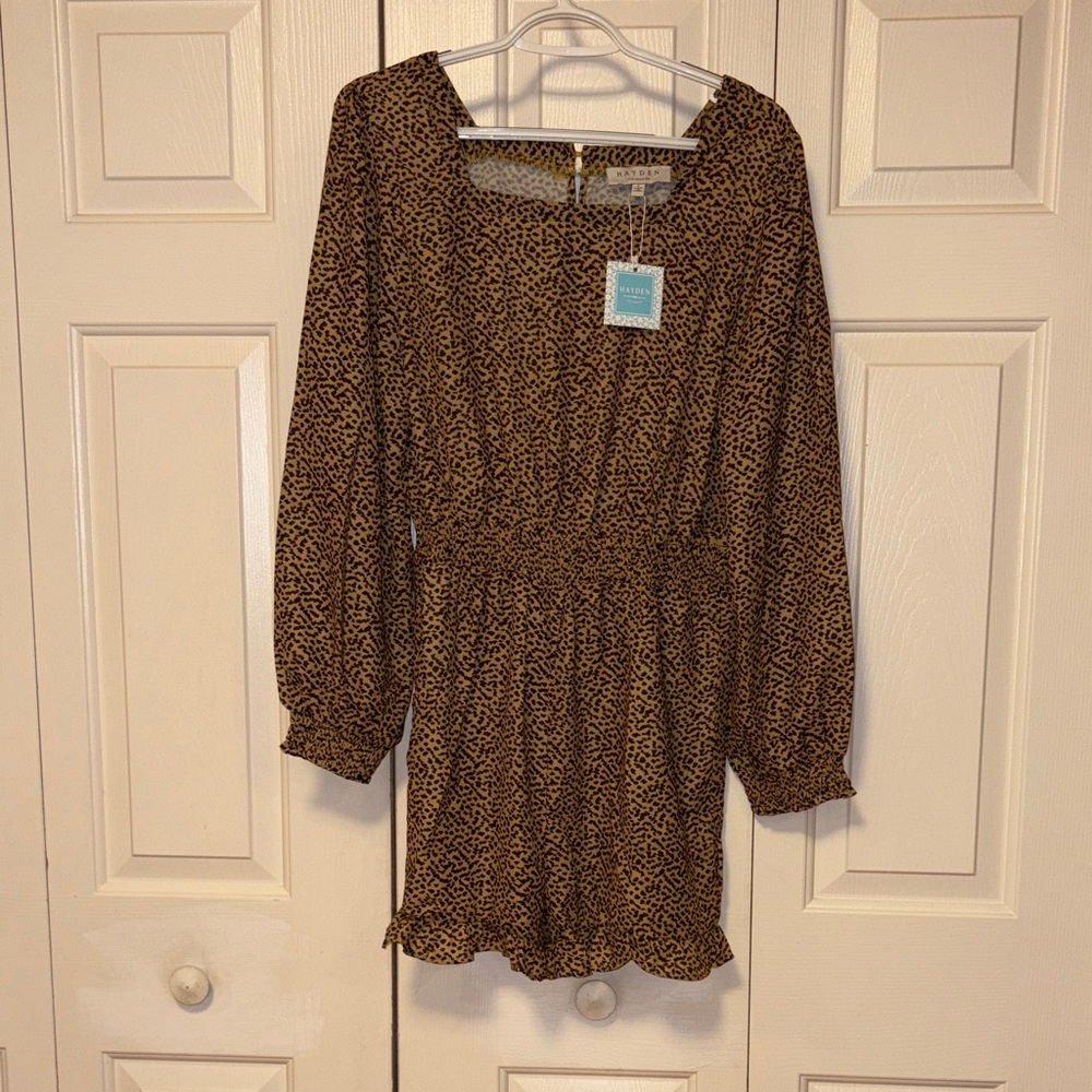 Hayden Los Angeles Leopard Print Shorts Romper in Tan and Black